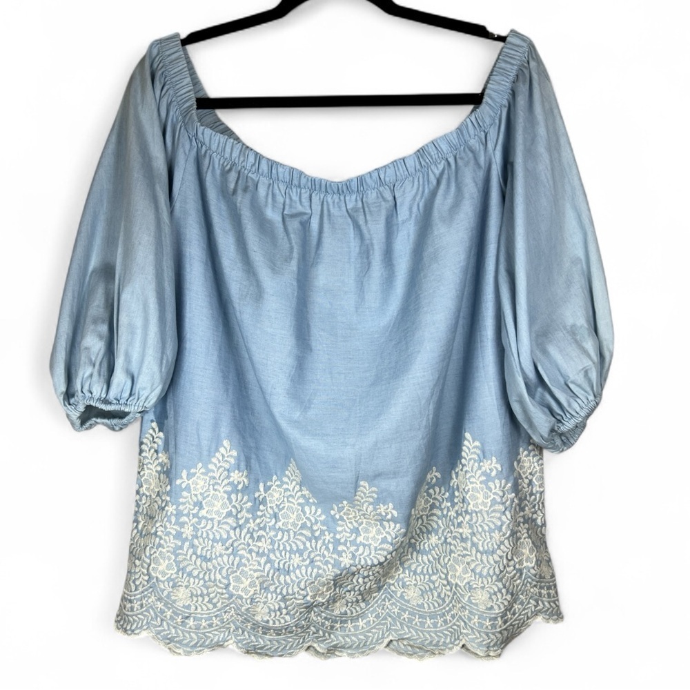 NWT Karen Kane Womens Embroidered Off-Shoulder 3/4 Long Sleeve Size XL